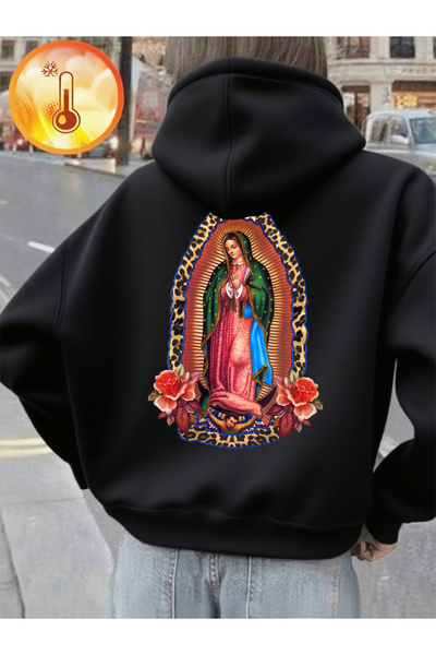 NOISSEY Imprimeu Our Lady Of Guadalupe cu glugă pulovere confortabile pentru ...