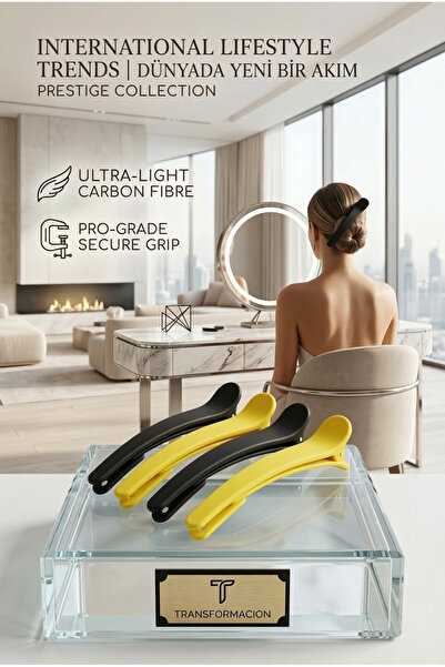 Transformacion Carbon Fiber Professional Wide Hair Clip Set of 4 722995