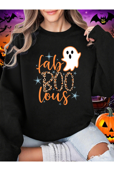 NOISSEY تي شيرت مطبوع عليه شبح صغير هارب من الهالوين لشتاء صوف الفليس هودي دا...