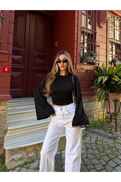 Laluvia Black Spanish Sleeve Blouse - 261021