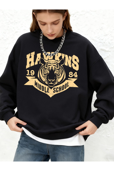 NOISSEY Hawkins Middle School 1984 cu imprimeu Hanorac de iarnă pentru femei ...