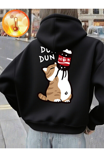 NOISSEY Ποτό Cartoon Dun Dun Cat B με τύπωμα K με κουκούλα Μπλούζες Γυναικείε...