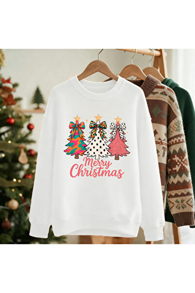 NOISSEY سترة نسائية مطبوعة بطباعة أشجار عيد الميلاد الملونة، سترة نسائية مريح...