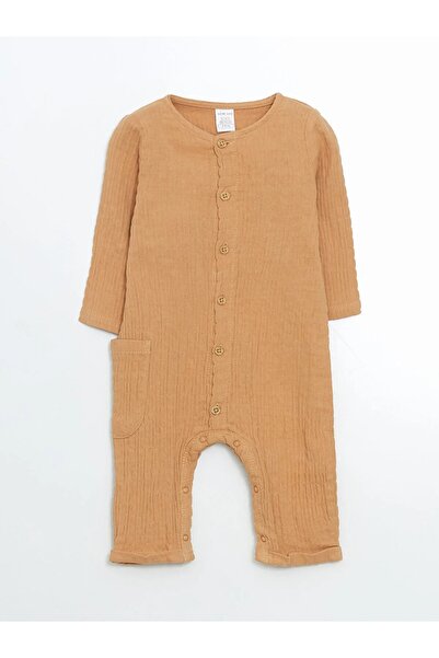 LC Waikiki Lcw Baby Brown Crew Neck Basic Baby Boy Jumpsuit
