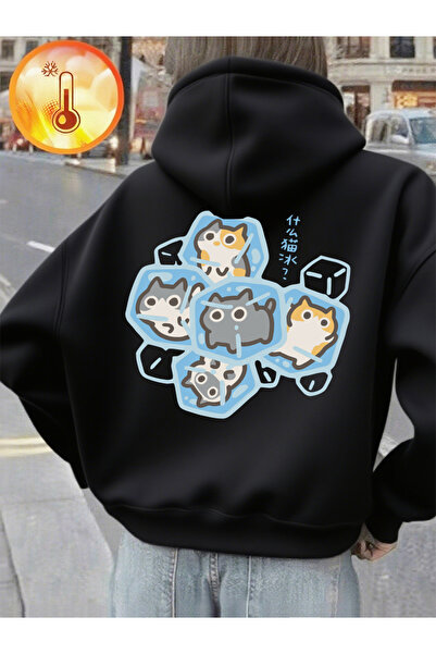 NOISSEY Τι είναι το Cat Ice Funny με τύπωμα Γυναικείο φούτερ K με κουκούλα Χε...