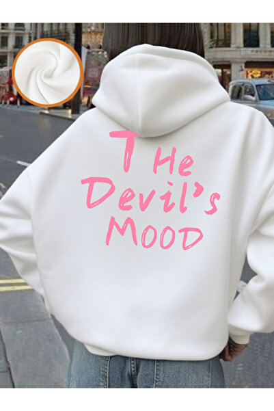 NOISSEY Devil's Mood Letters cu imprimeu Hanorac pentru femei cu glugă Hanora...