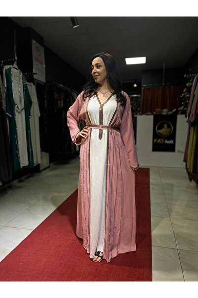 Fas Yöresel Taşlı Abaya