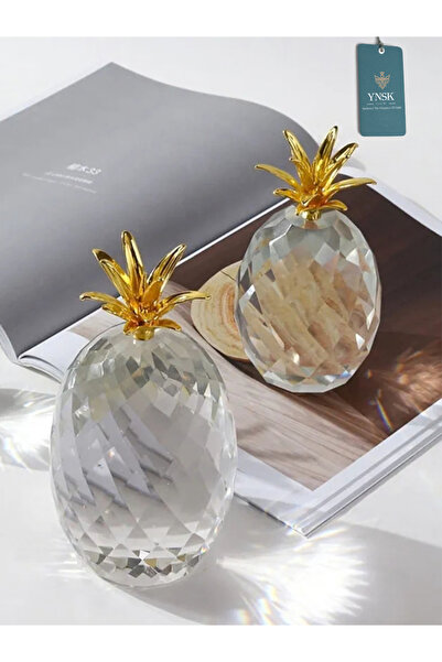 YNSK Luxury | PINE | 2'li Kristal Kesim Dekoratif Cam Ananas Obje Seti