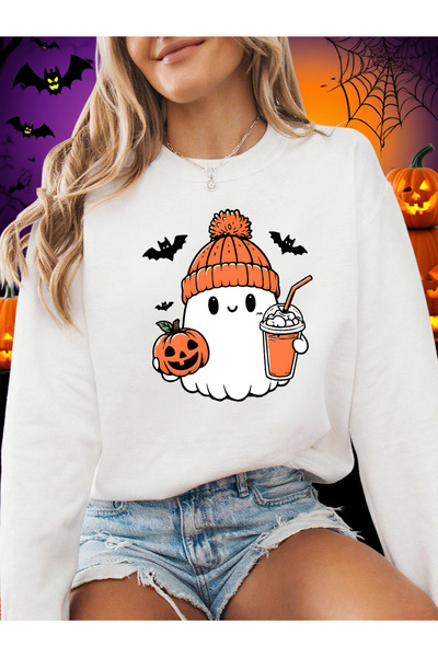 NOISSEY سترة هالوين لطيفة مطبوعة عليها شكل خفاش شبحي للنساء لشتاء صوف الفليس ...