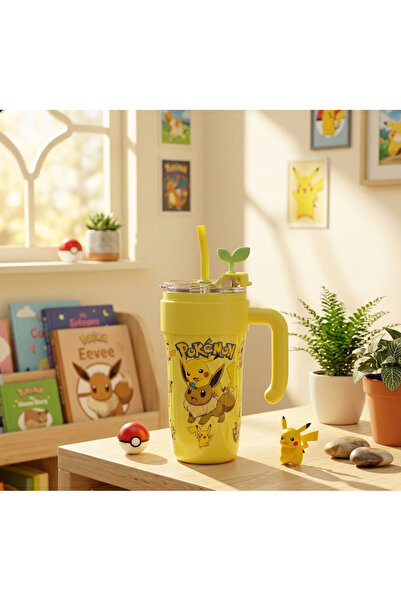 Mihristore Sevimli Pokemon Karakterli Pipetli Termos & Suluk Pokemon Termos