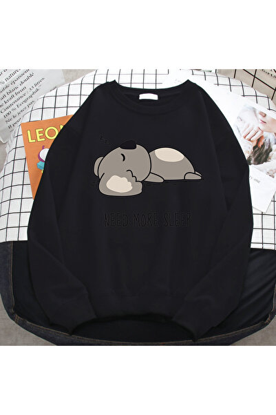 NOISSEY Hanorac confortabil și simplu pentru femei, cu imprimeu cu ursuleț de...