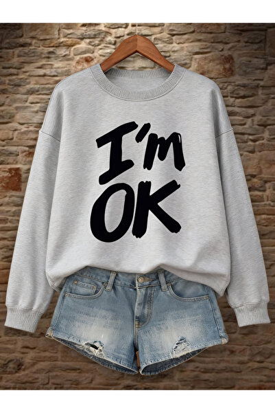 NOISSEY تي شيرت I'm Fine Letter مطبوع للخريف والشتاء، هودي مريح صوف الفليس دا...