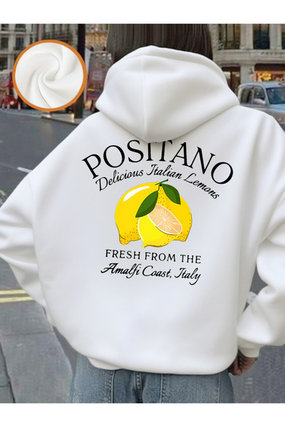 NOISSEY Positano Fresh Lemon Print بغطاء رأس لارز للسيدات شتاء صوف الفليس ستر...