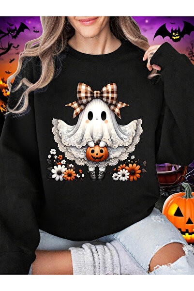 NOISSEY تي شيرت الهالوين للنساء دانتيل فستان وقوس هايت فانتوم مطبوع بغطاء رأس...