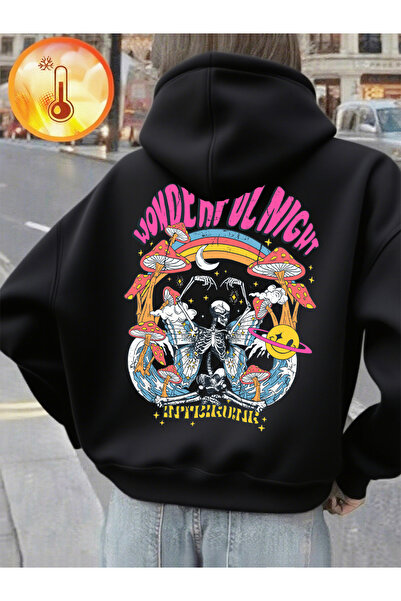 NOISSEY Wonderful Night Skeleton Prints K cu glugă ar Pulovere cu buzunare la...