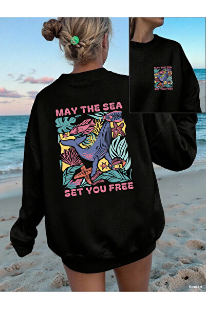 NOISSEY Sea You Free cu imprimeu Tricouri pentru femei cu guler rotund, potri...