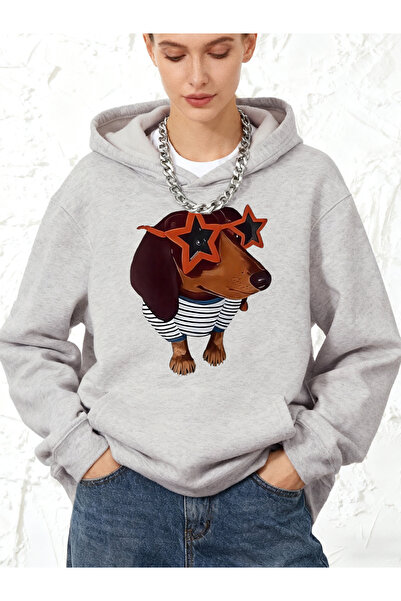 NOISSEY Αστεία στάμπα σκύλου Dachshund Βαμβάκι με κουκούλα πουλόβερ τσέπης γι...