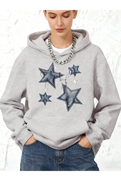 NOISSEY Imprimeu pentagramă și lanț cu glugă lar bumbac pulover cald de iarnă...