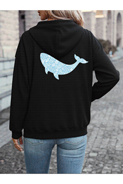 NOISSEY بلوفرات فضفاضة بطبعات مرجانية البحرية من Whale Sea Coral، بلوفرات شتو...