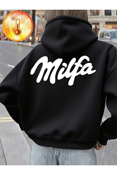 NOISSEY Hanorac cu imprimeu cu litere Milfa Purple Art pentru femei, hanorac ...