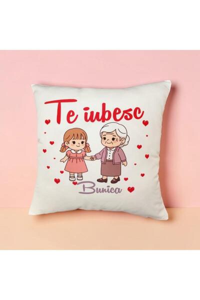 OEM Pernă Personalizată Te iubesc - Cadou Bunica, 40 x 40 cm