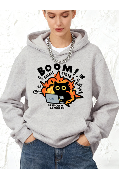 NOISSEY Μείνετε ήρεμοι και συνεχίστε τον δρόμο σας Cat με τύπωμα Βαμβάκι τεμ....