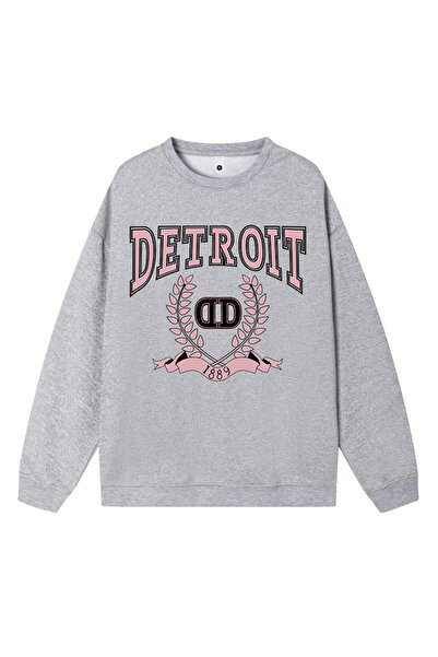 NOISSEY سترة مريحة بمقاسات كبيرة 1889 ديترويت سيتي بطباعة نمط بسيط، سترة فضفا...