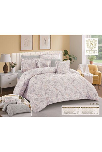 NAJMA Summer single bedsheet set, double-sided floral print, 8 pieces