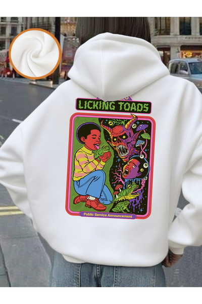 NOISSEY Kids and Demons με τύπωμα με κουκούλα Μπλούζες Άνετα Φαρδιά Πουλόβερ ...