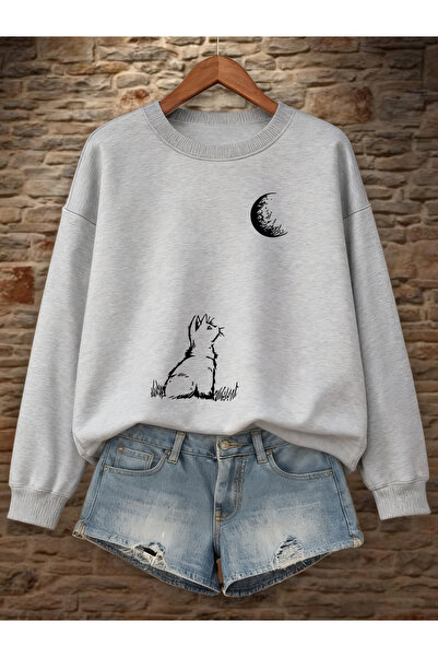 NOISSEY سترة نسائية من ماركة Moonlight Cat مطبوع للشتاء صوف الفليس دافئة بغطا...