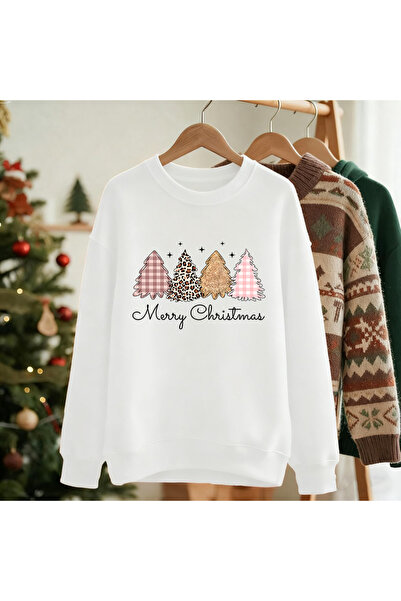 NOISSEY Καλά Χριστούγεννα Leopard Tree με τύπωμα Γυναικείο φούτερ με στρογγυλ...