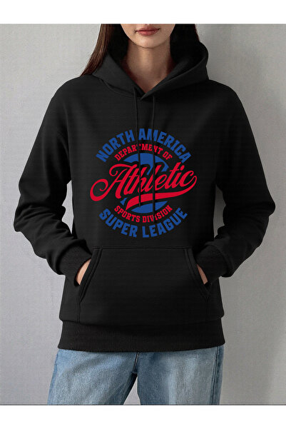 NOISSEY هوديي مطبوع عليه قسم الرياضة واللياقة البدنية للسيدات، تي شيرت بجيب م...