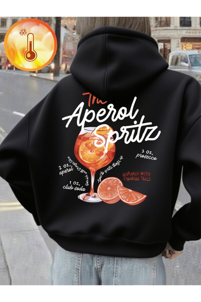 NOISSEY Aperol Spritz Lemon Drink B cu imprimeu K cu glugă Topuri Femei Casua...