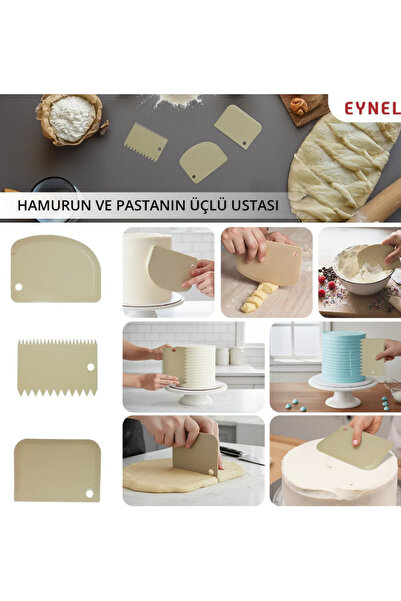 EVİST (Set of 3) Professional Dough Cutter and Scraper Set - Cake Cream Formi...