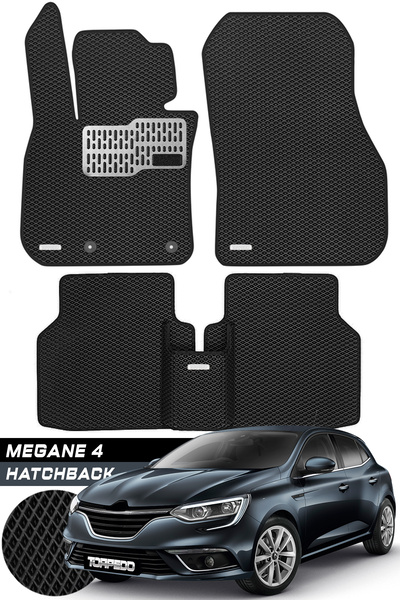 TORPEDO Megane 4 Hatchback Uyumlu Hücreli Premium Eva Paspas Seti Tam Set Siyah