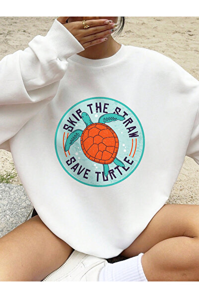 NOISSEY تي شيرت بطبعة السلحفاة للنساء لخريف وشتاء صوف الفليس هوديز دافئة برقب...