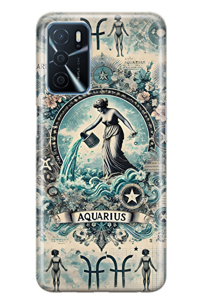 FLAMENKO حافظة هاتف شفافة متوافقة مع هاتف أوبو A16 / A55 برج الجوزاء منقوش