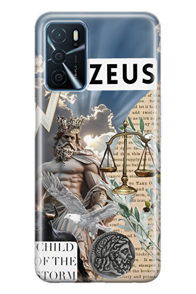 FLAMENKO حافظة هاتف شفافة متوافقة مع هاتف أوبو A16 / A55 من نوع Zeus منقوش