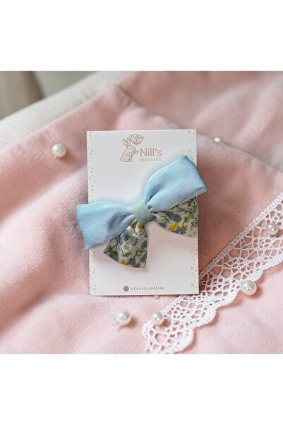 Nills Baby & Kids Floral Print Fabric Bow Buckle - Blue Detailed