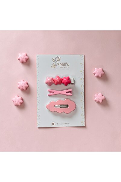 Nills Baby & Kids Yıldız Detaylı Toka Set - Pembe 3'lü