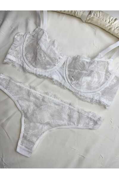 EFİL EFİL Γυναικείο Σετ Λευκών Εσωρούχων D Δαντέλα i Σέξι Εσώρουχα