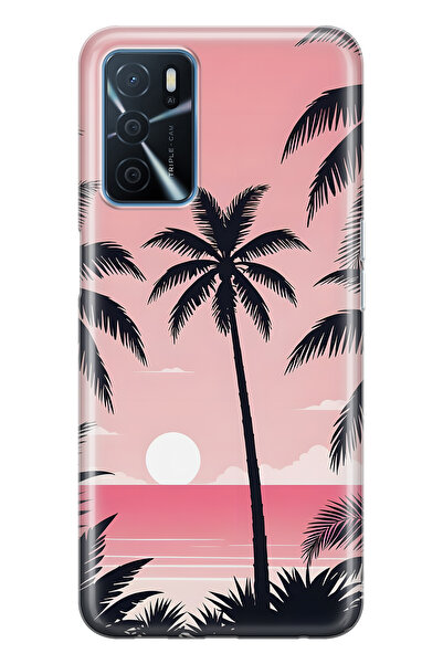 FLAMENKO حافظة هاتف شفافة متوافقة مع هاتف أوبو A16 / A55 Palmiye منقوش