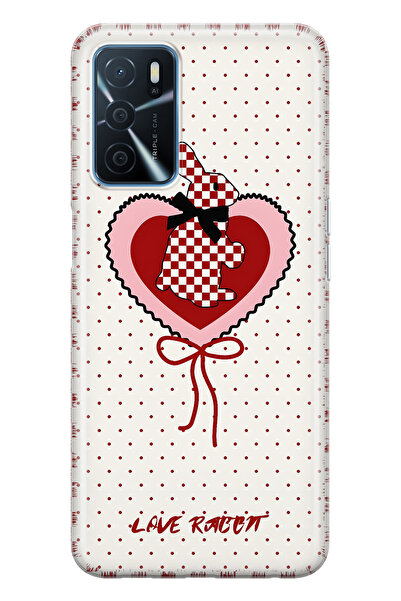 FLAMENKO حافظة هاتف شفافة متوافقة مع هاتف اوبو A16 / A55 باللون الأحمر بنقش م...