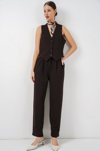 COjans سترة طقم بنطلون مكون من قطعتين 30091 - بني