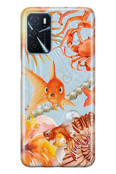 FLAMENKO حافظة هاتف شفافة متوافقة مع هاتف أوبو A16 / A55 من نوع Orange Fish م...