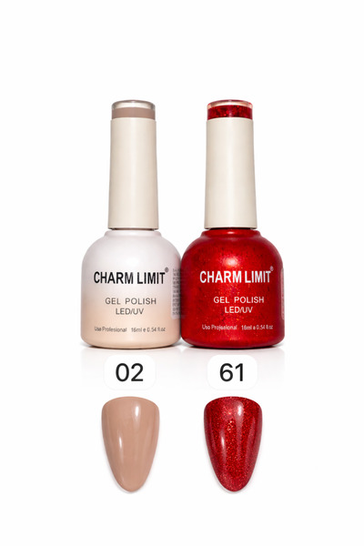 OEM Σετ 2 ημιμόνιμων βερνικιών νυχιών Charm Limit LED/UV – Αποχρώσεις 02 Nude...