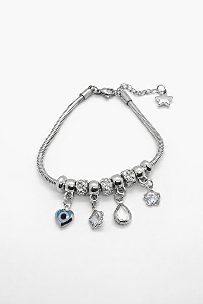 MakeWell Evil Eye Beaded Charm Bracelet – Women's Bracelet with Stone Dangle,...