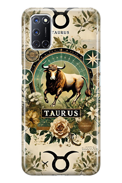 FLAMENKO حافظة هاتف شفافة متوافقة مع هاتف اوبو A52 / A72 / A92 برج الثور منقوش