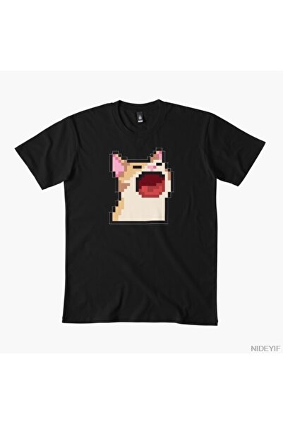 Flood Of Style Tricou amuzant cu pisică pixeli 100% pentru bărbați și femei b...