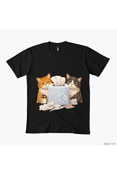 Flood Of Style Sick Day Cats Ανδρικό Γυναικείο T-Shirt 100% Σετ Βαμβάκι T-Shi...